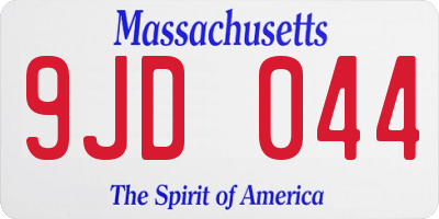 MA license plate 9JD044