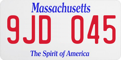 MA license plate 9JD045