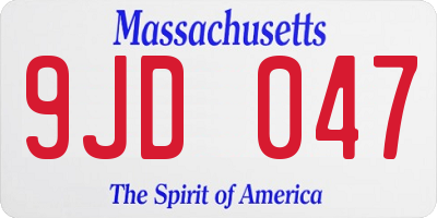 MA license plate 9JD047