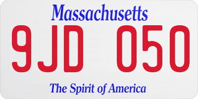 MA license plate 9JD050