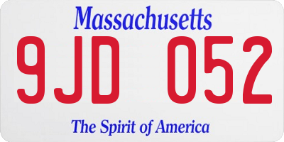 MA license plate 9JD052