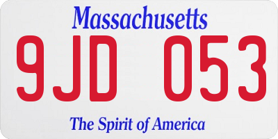 MA license plate 9JD053
