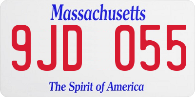 MA license plate 9JD055