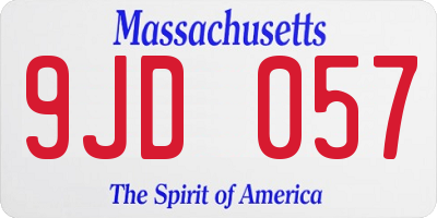 MA license plate 9JD057