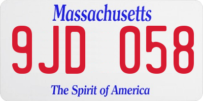 MA license plate 9JD058