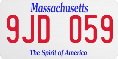 MA license plate 9JD059
