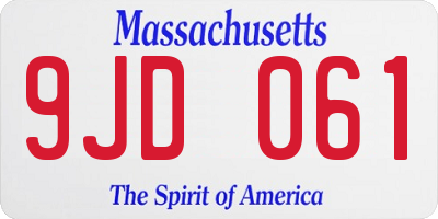 MA license plate 9JD061