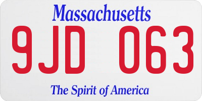 MA license plate 9JD063