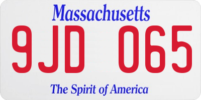 MA license plate 9JD065