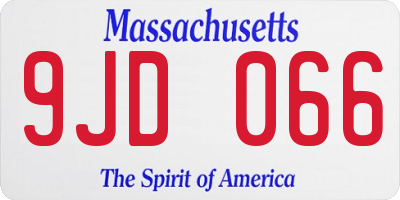 MA license plate 9JD066