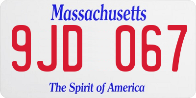 MA license plate 9JD067