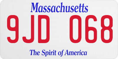 MA license plate 9JD068
