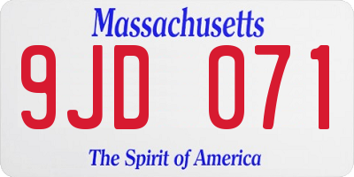 MA license plate 9JD071