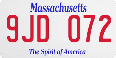 MA license plate 9JD072