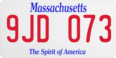 MA license plate 9JD073