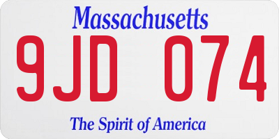 MA license plate 9JD074