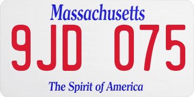 MA license plate 9JD075