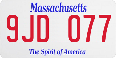 MA license plate 9JD077