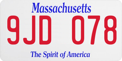 MA license plate 9JD078