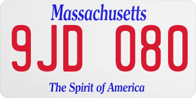 MA license plate 9JD080