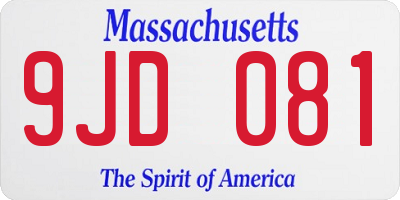 MA license plate 9JD081