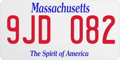 MA license plate 9JD082