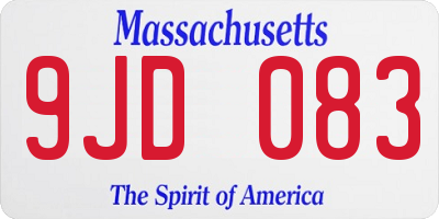 MA license plate 9JD083