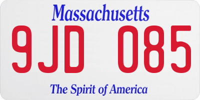 MA license plate 9JD085
