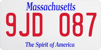 MA license plate 9JD087