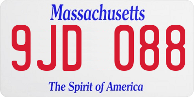 MA license plate 9JD088