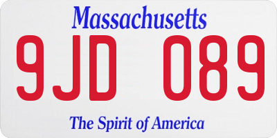 MA license plate 9JD089