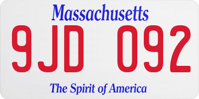 MA license plate 9JD092