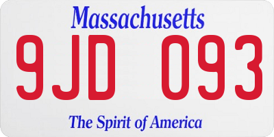 MA license plate 9JD093