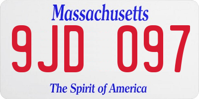 MA license plate 9JD097