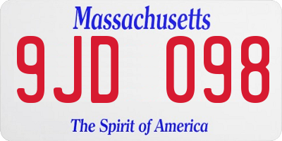 MA license plate 9JD098