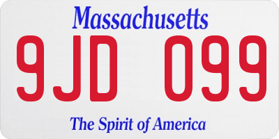 MA license plate 9JD099