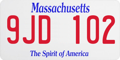 MA license plate 9JD102