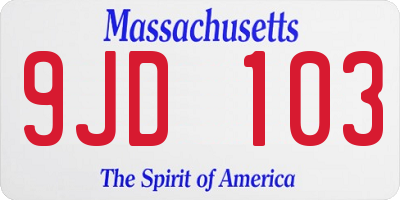 MA license plate 9JD103