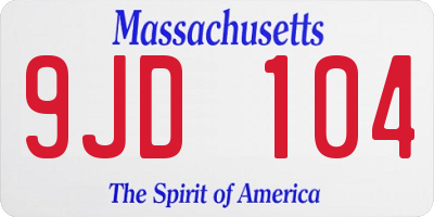 MA license plate 9JD104