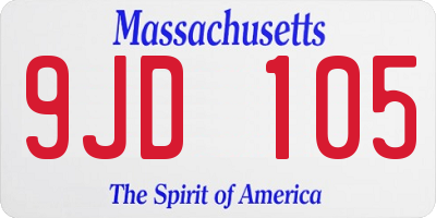 MA license plate 9JD105