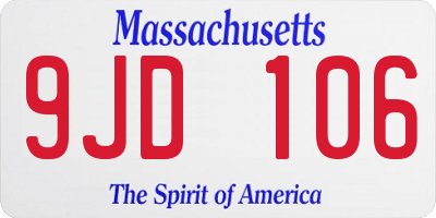 MA license plate 9JD106