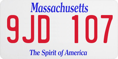 MA license plate 9JD107