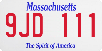 MA license plate 9JD111