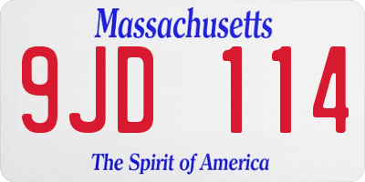 MA license plate 9JD114