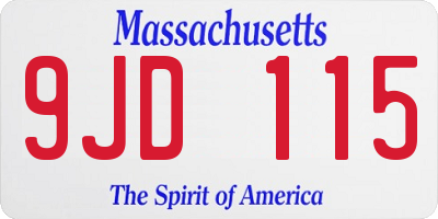 MA license plate 9JD115