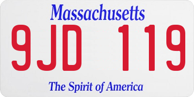 MA license plate 9JD119