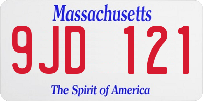 MA license plate 9JD121