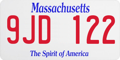 MA license plate 9JD122