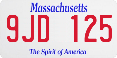 MA license plate 9JD125