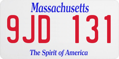 MA license plate 9JD131